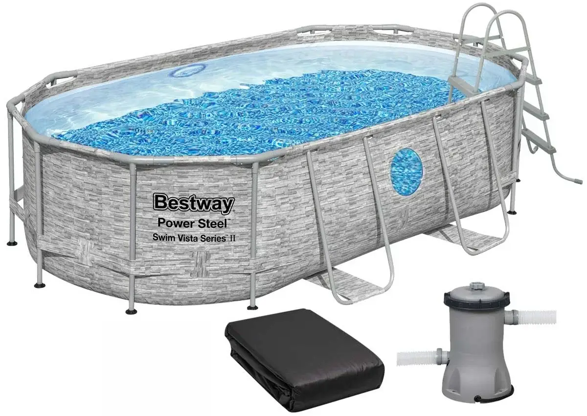 Basen stelażowy Bestway 56714 (427х250х100 cm) z filtrem wkładowym, drabinką i pokrywą - Image 2