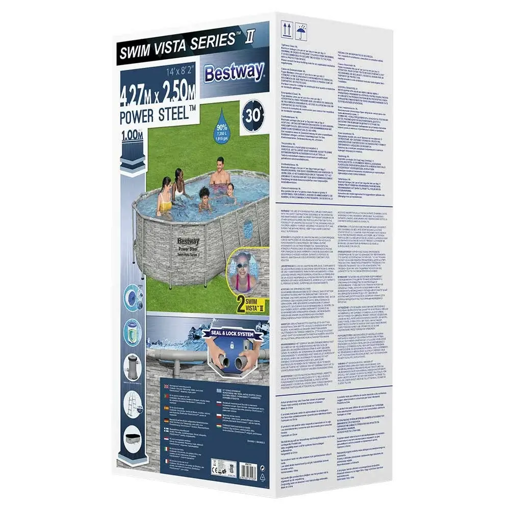 Basen stelażowy Bestway 56714 (427х250х100 cm) z filtrem wkładowym, drabinką i pokrywą - Image 9