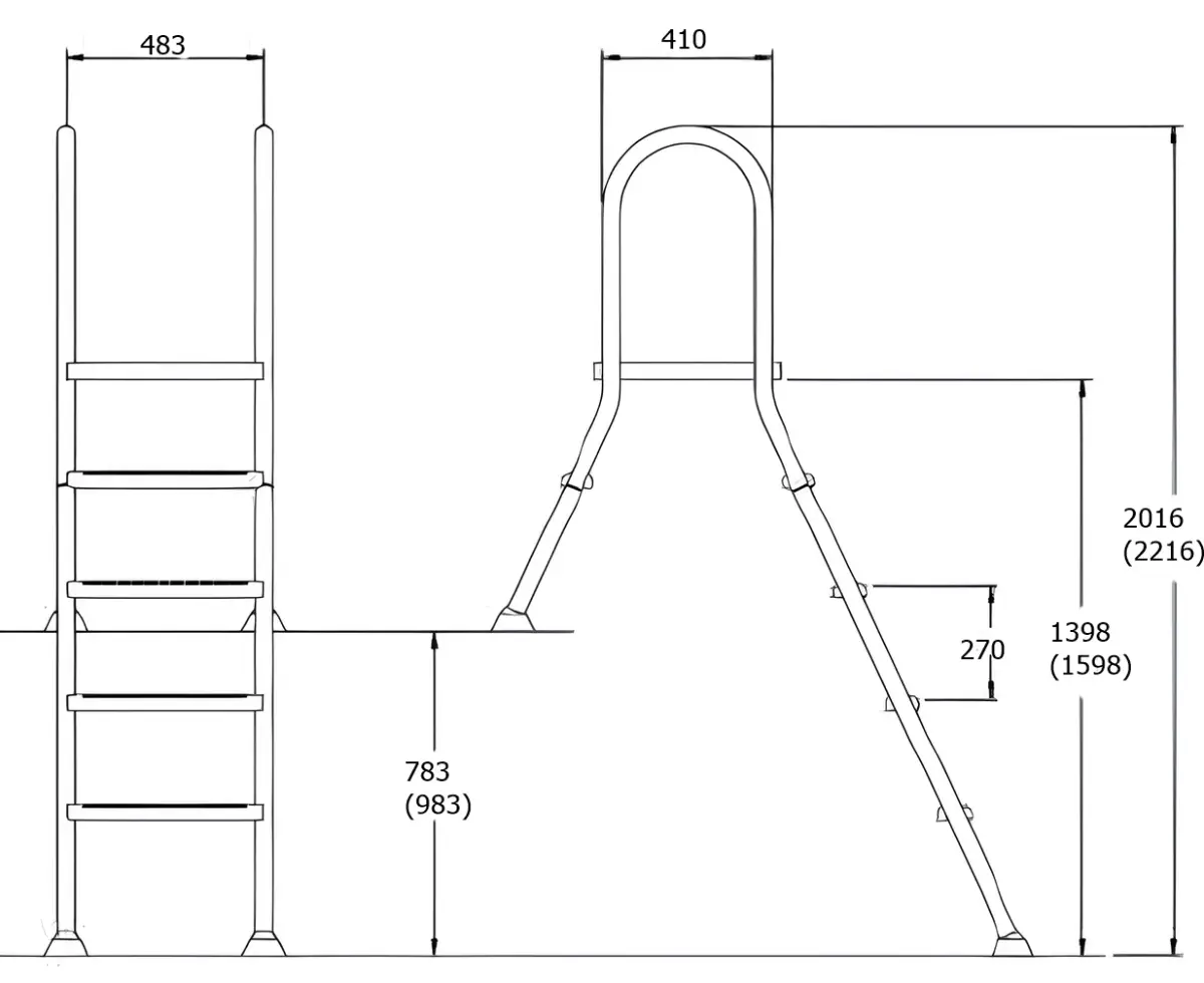 Flexinox 87143418N Above-Ground Pool Ladder (4 Steps), AISI-304 - Image 3