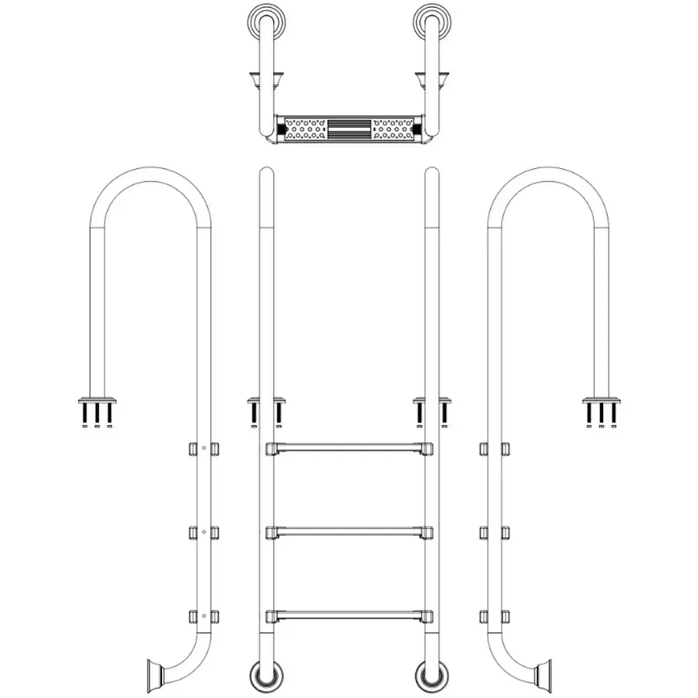 Drabinka do basenu Emaux Muro MUF315-SR (3 stopnie), AISI-304 - Zdjęcie 4