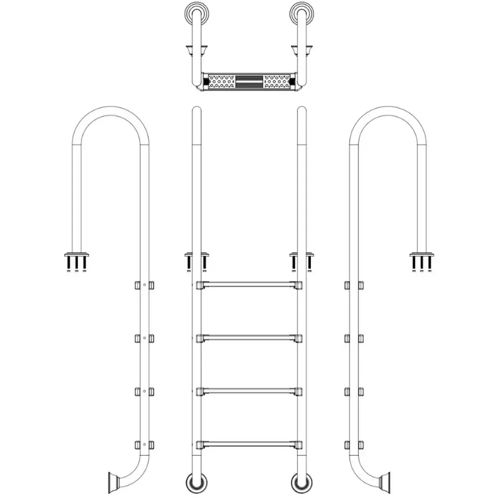 Drabinka do basenu Emaux Muro MUF415-SR (4 stopnie), AISI-304 - Zdjęcie 4