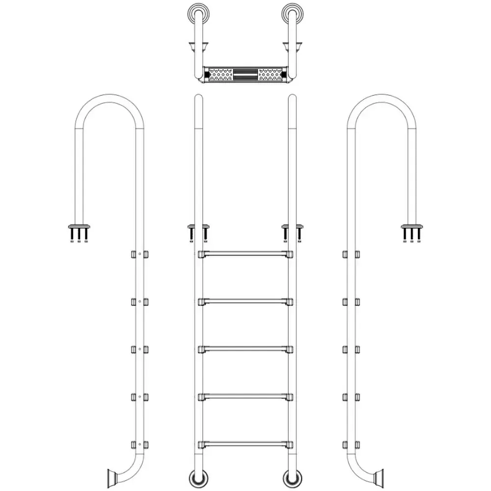 Drabinka do basenu Emaux Muro MUF515-SR (5 stopni), AISI-304 - Zdjęcie 3