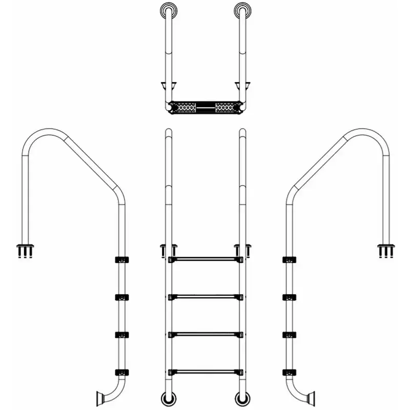 Drabinka do basenu Emaux Standard SLF415-SR (4 stopnie), AISI-304 - Zdjęcie 4