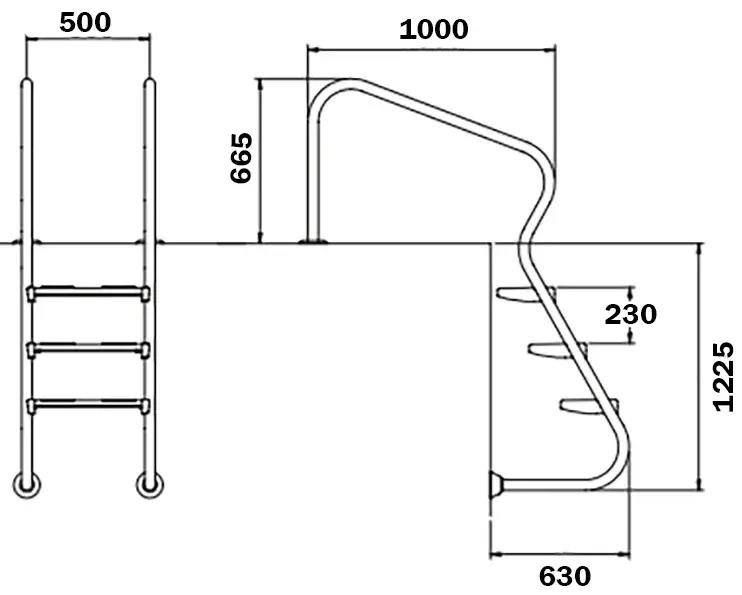 Drabinka do basenu Flexinox Easy Access Electropolished (4 stopnie), AISI-316L - Zdjęcie 3