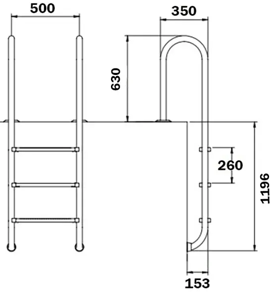 Flexinox Muro Electropolished Pool Ladder (4 Steps), AISI-316L - Image 3