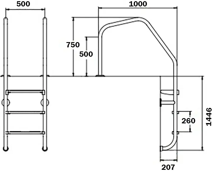 Drabinka do basenu Flexinox Overflow Special (5 stopni), AISI-316L - Zdjęcie 3