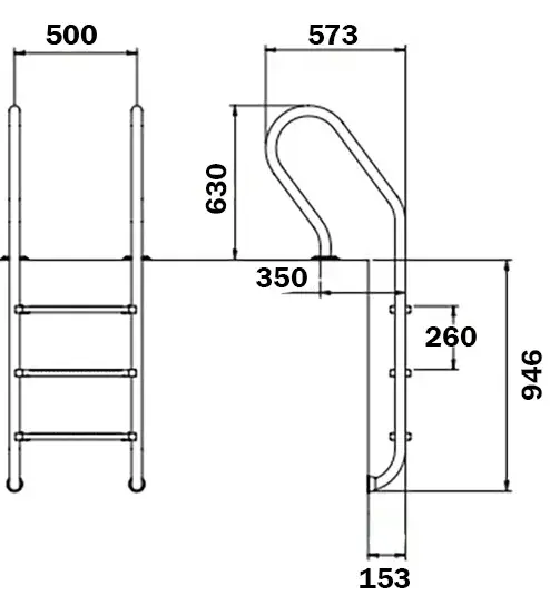 Drabinka do basenu Flexinox Parallel Mixta (3 stopnie), AISI-316 - Zdjęcie 3