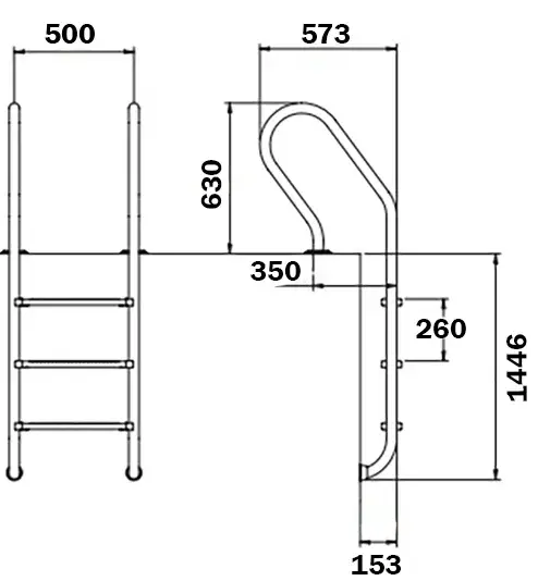 Drabinka do basenu Flexinox Parallel Mixta (5 stopni), AISI-316 - Zdjęcie 3