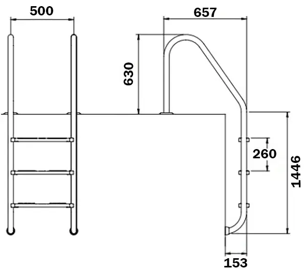 Drabinka do basenu Flexinox Standard Electropolished (5 stopni), AISI-316L - Zdjęcie 3