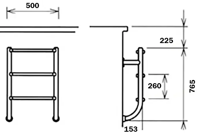 Drabinka do basenu Flexinox Two-Pieces Electropolished (3 stopnie), AISI-316L (dolna część) - Zdjęcie 3