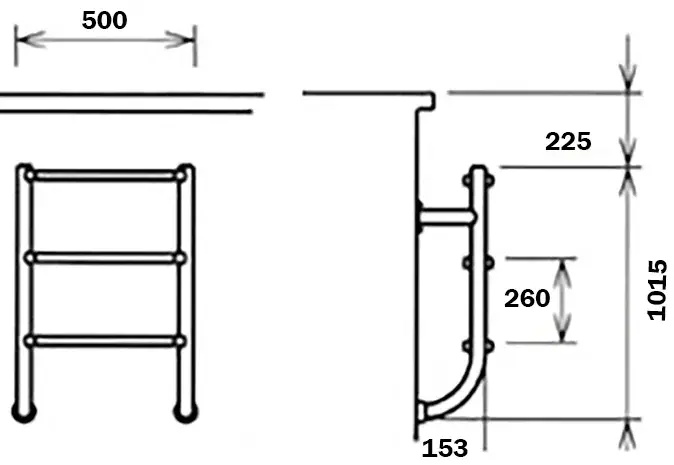 Drabinka do basenu Flexinox Two-Pieces Electropolished (4 stopnie), AISI-316L (dolna część) - Zdjęcie 3