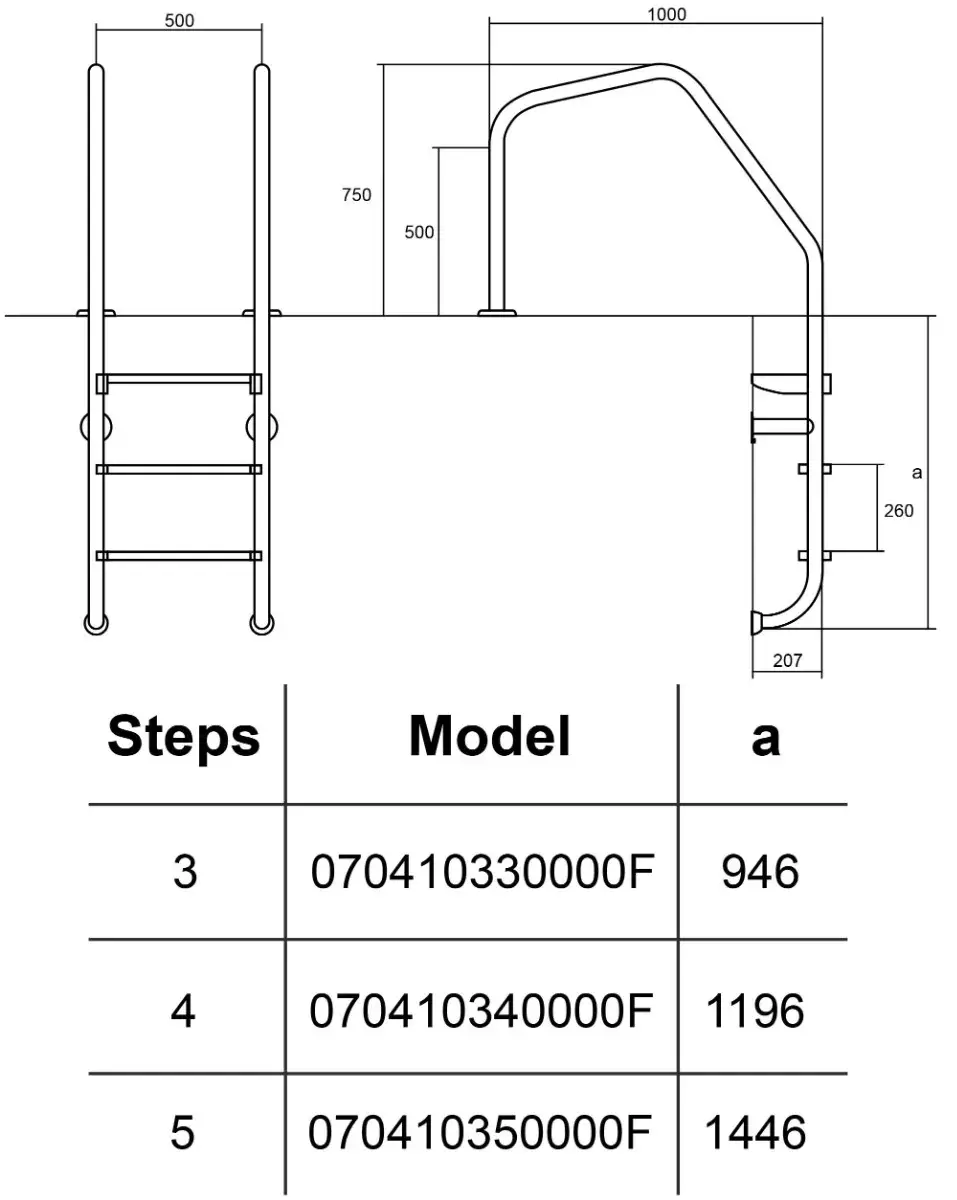 Hayward Munich Pool Ladder (5 Steps), Wide Entry, AISI-316 - Image 3