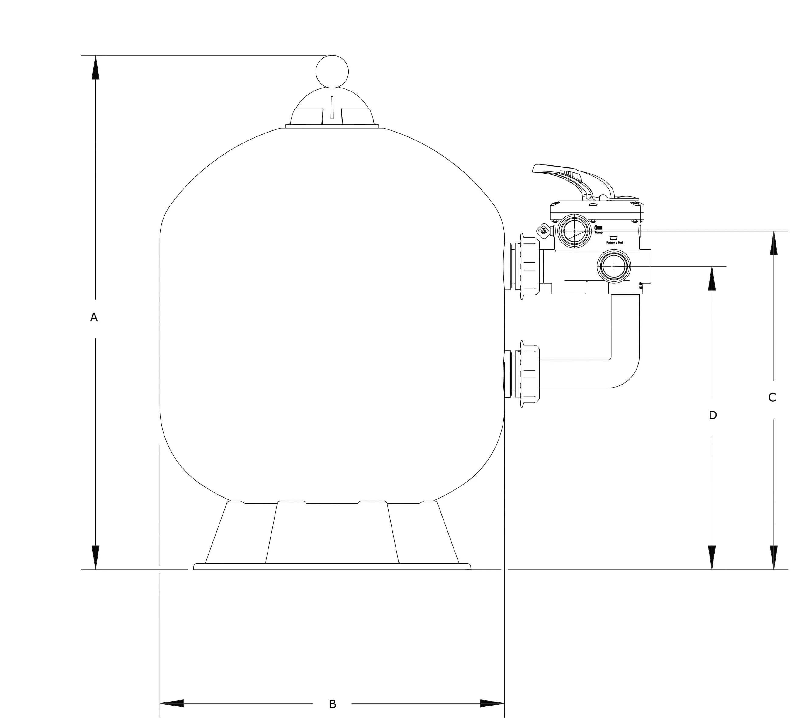 Pentair Filtr piaskowy poliester wzmocniony włóknem szklanym 1 1/2" GW 2,5bar niebieski typ Triton® F-19S8-NEO-CP - Zdjęcie 2