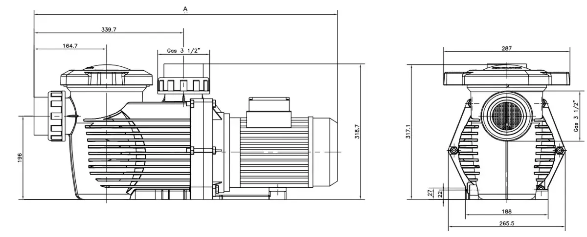 Pompa do basenu Hayward HCP36353E IE3 (380 V, 45 m3/h, 3.5 KM) - Zdjęcie 6