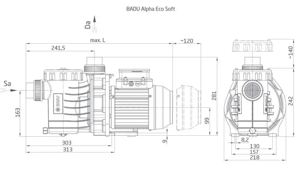 Pompa do basenu Speck BADU Alpha Eco Soft (230 V, 20 3/h, 0.5 kW) - Zdjęcie 3