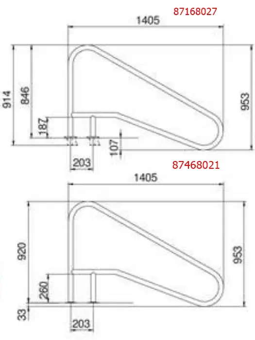 Flexinox 87168027 Pool Handrail for FX-02 Roman Steps (1405 mm, Anchor, AISI-316L) - Image 3