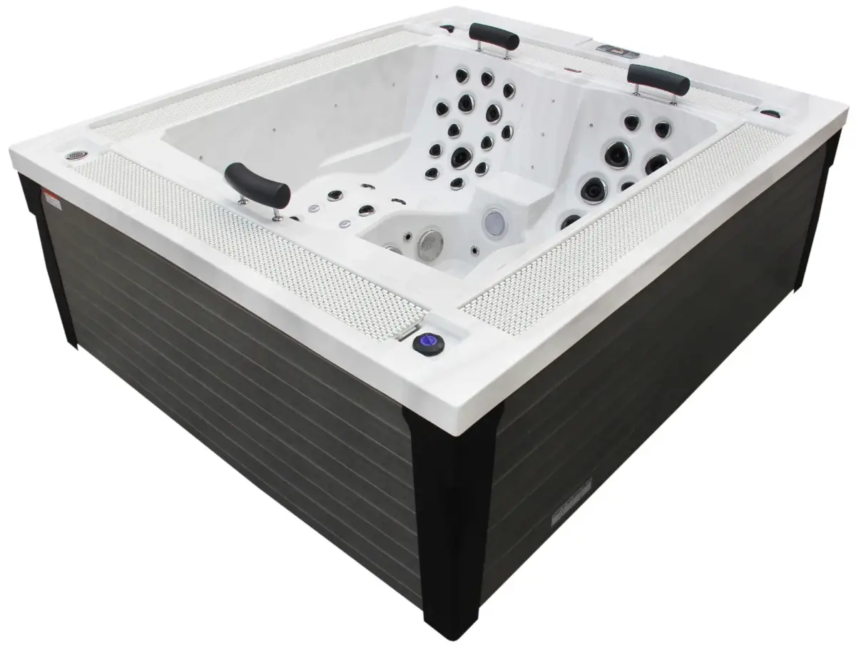 Przelewowy basen z hydromasażem Aquajoy Marmaris (230х198х89 cm), srebrzysto-biały marmur - Zdjęcie 4