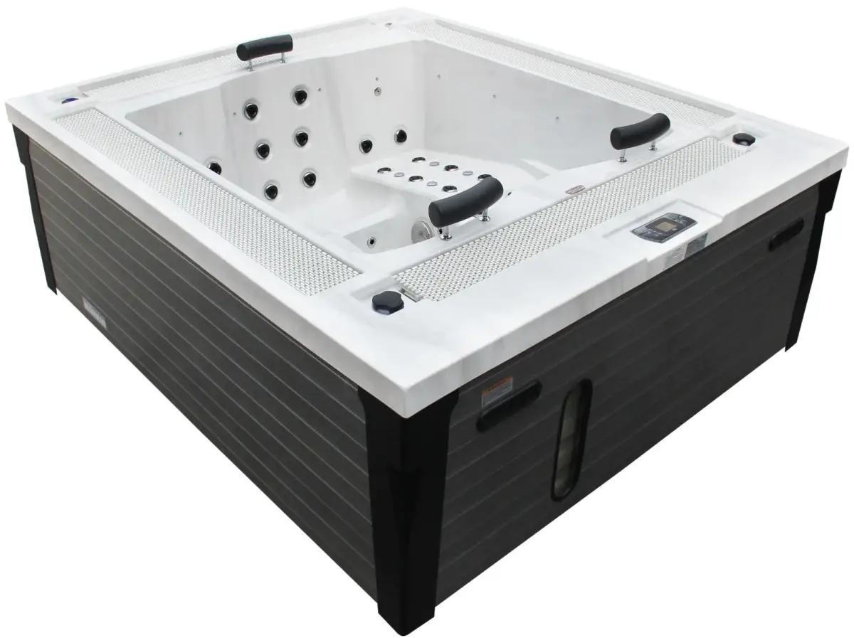 Przelewowy basen z hydromasażem Aquajoy Marmaris (230х198х89 cm), srebrzysto-biały marmur - Zdjęcie 5