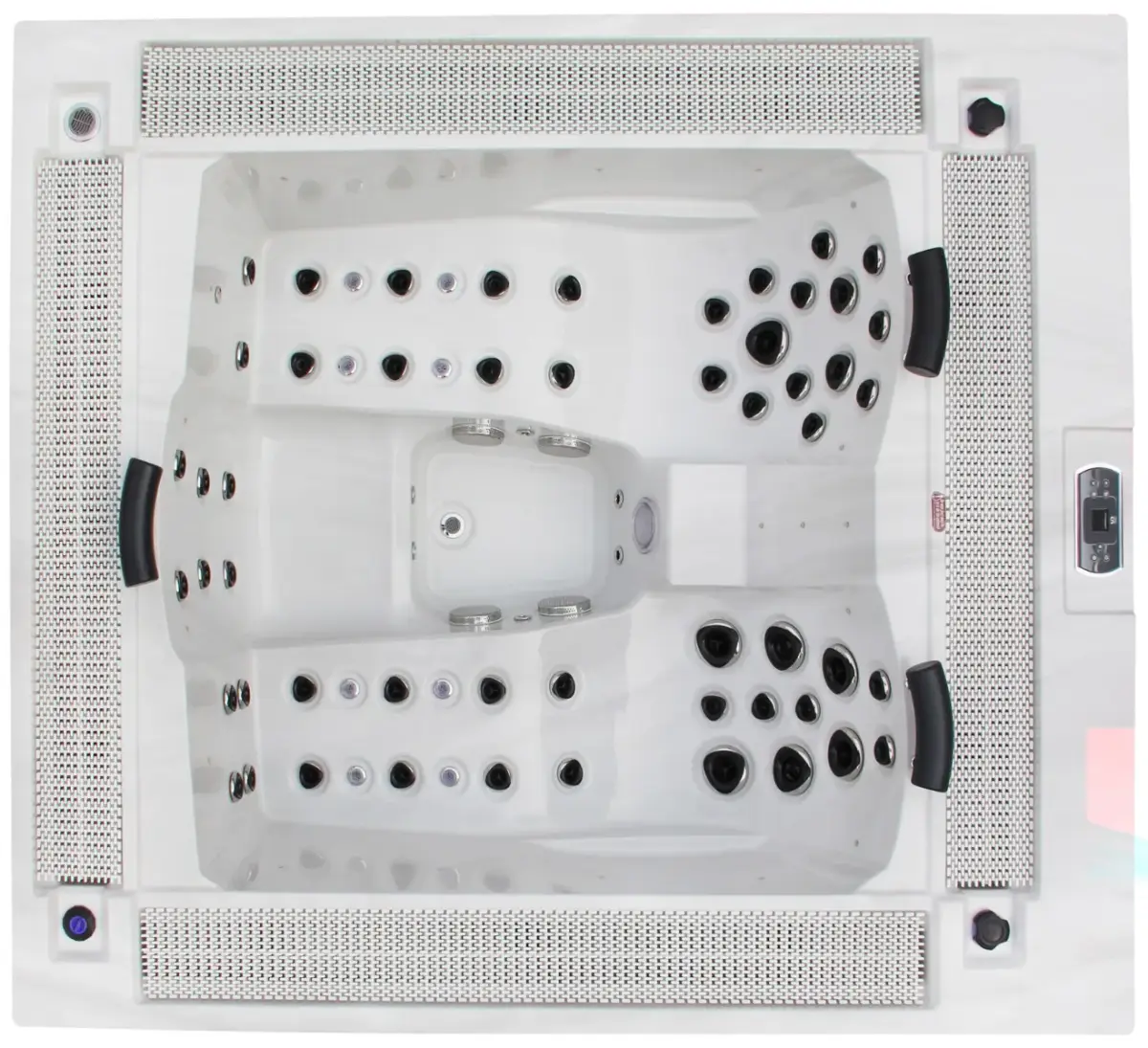 Przelewowy basen z hydromasażem Aquajoy Marmaris (230х198х89 cm), srebrzysto-biały marmur - Zdjęcie 6