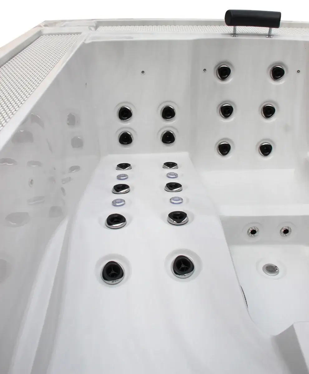 Przelewowy basen z hydromasażem Aquajoy Marmaris (230х198х89 cm), srebrzysto-biały marmur - Zdjęcie 7
