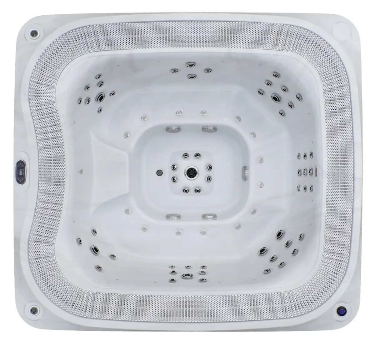 Przelewowy basen z hydromasażem Aquajoy Serenity (250х230х96 cm), marmur srebrnobiały - Zdjęcie 9