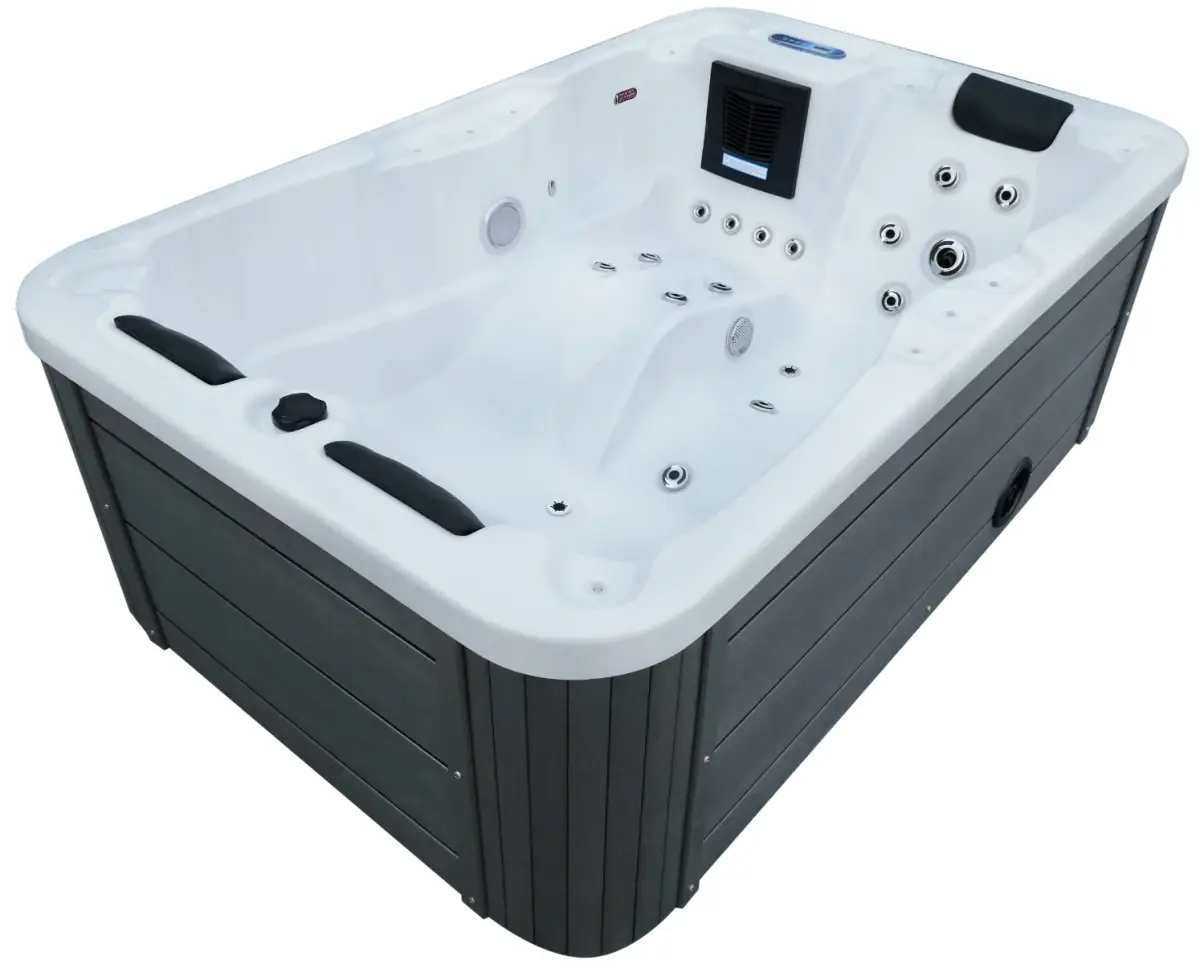 Aquajoy Alicante Hydromassage Spa Tub (205x130x70 cm), Silver-White Marble - Image 4