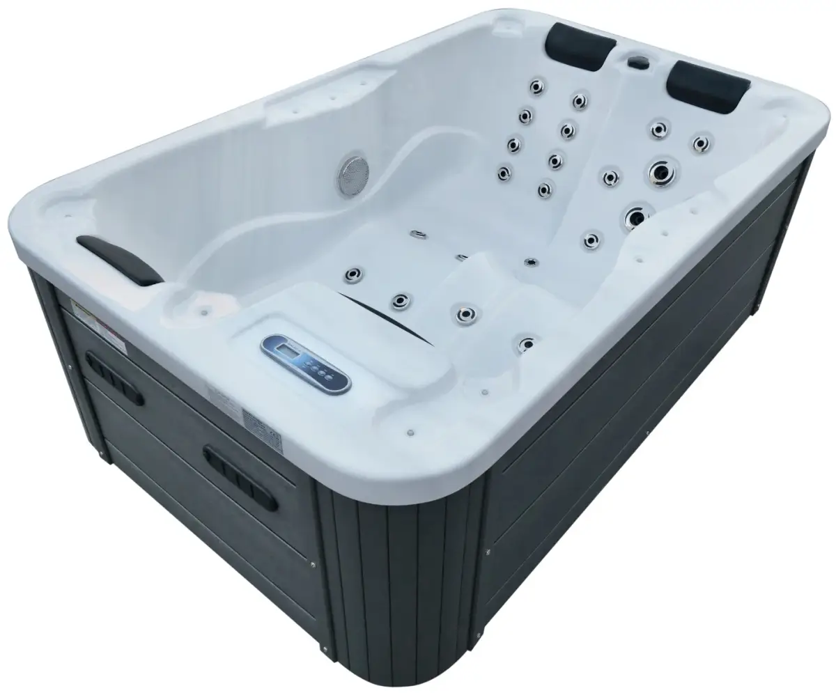 Aquajoy Alicante Hydromassage Spa Tub (205x130x70 cm), Silver-White Marble - Image 5