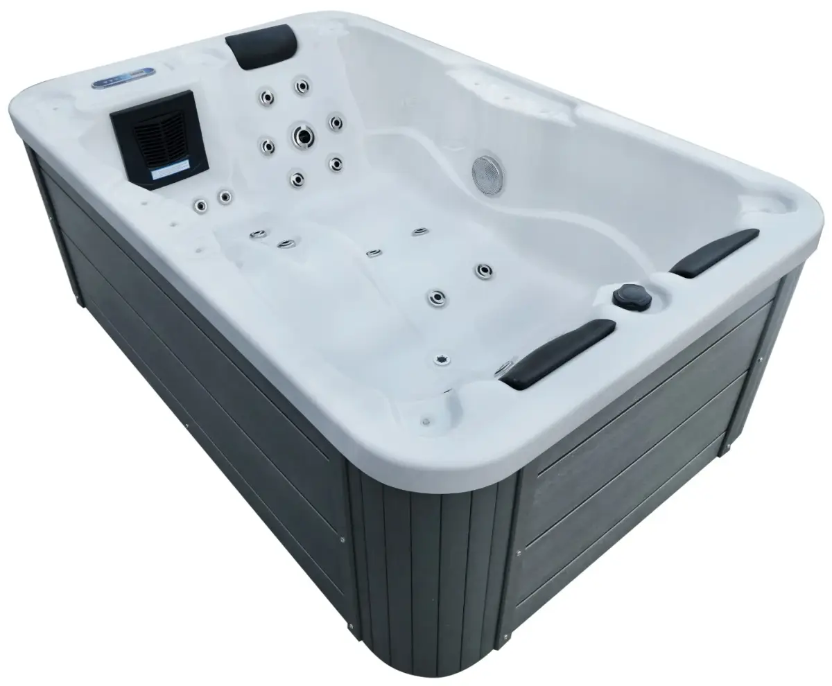 Aquajoy Alicante Hydromassage Spa Tub (205x130x70 cm), Silver-White Marble - Image 6