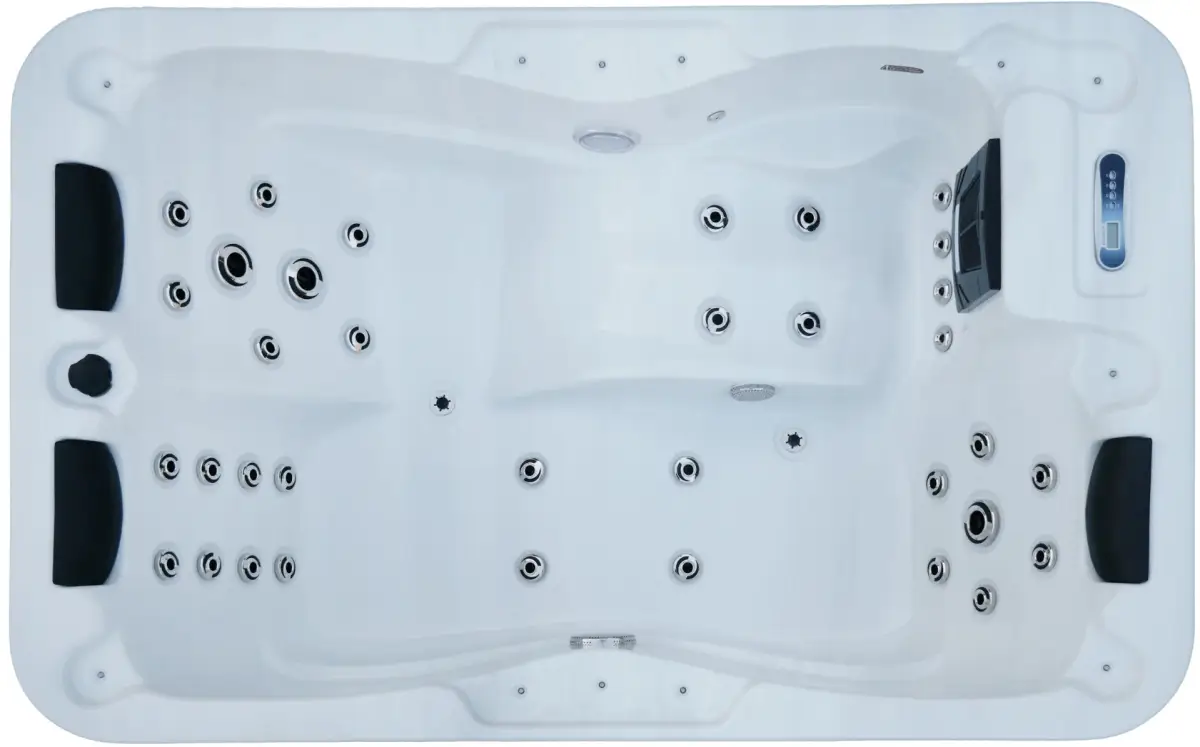 Aquajoy Alicante Hydromassage Spa Tub (205x130x70 cm), Silver-White Marble - Image 8