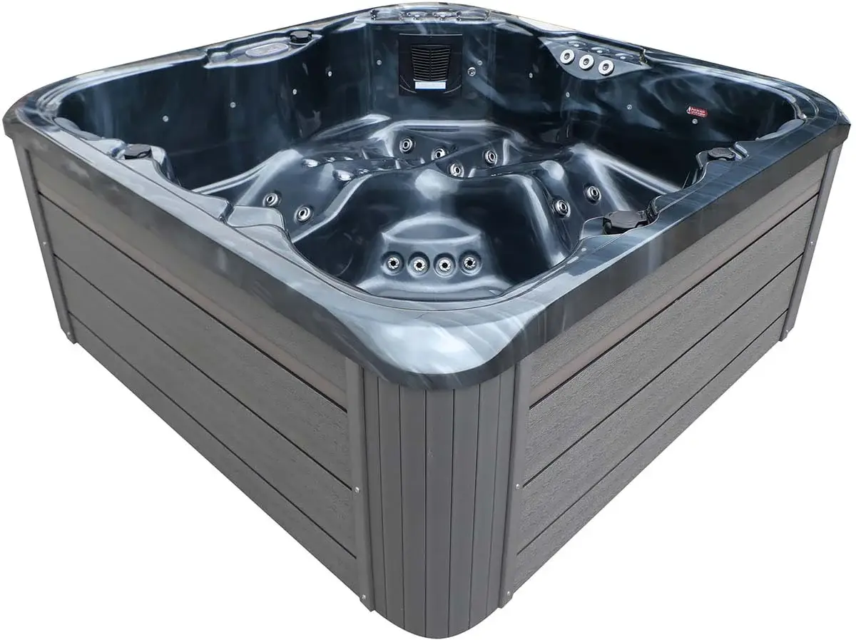 Wanna SPA z hydromasażem Aquajoy Riviera (200х200х90 cm), ciemny opal, z głośnikami i podświetleniem LED - Zdjęcie 8