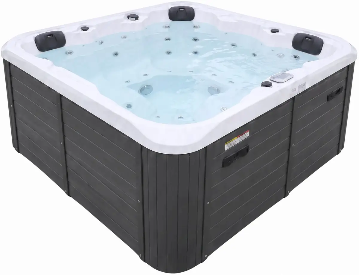 Wanna SPA z hydromasażem Aquajoy Riviera (200х200х90 cm), srebrnobiały marmur, z głośnikami i podświetleniem LED