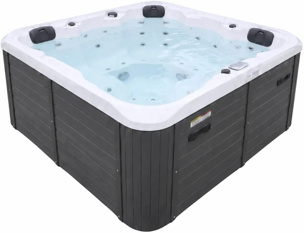 Aquajoy Riviera Spa with Hydromassage (200x200x90 cm), Silver-White Marble, with Speakers and LED Lighting - Image 2