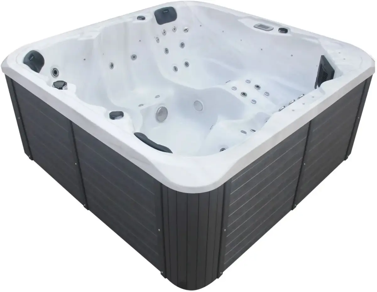 Aquajoy Riviera Spa with Hydromassage (200x200x90 cm), Silver-White Marble, with Speakers and LED Lighting - Image 5