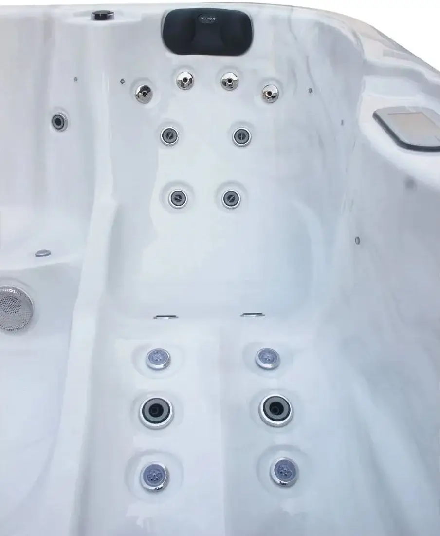 Aquajoy Riviera Spa with Hydromassage (200x200x90 cm), Silver-White Marble, with Speakers and LED Lighting - Image 8