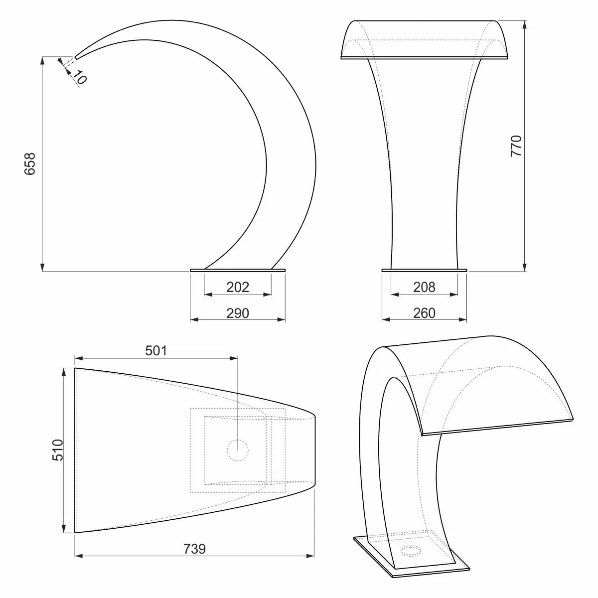 Wodospad Aquaviva Aphrodite AISI 316 (765x500 mm) - Zdjęcie 11