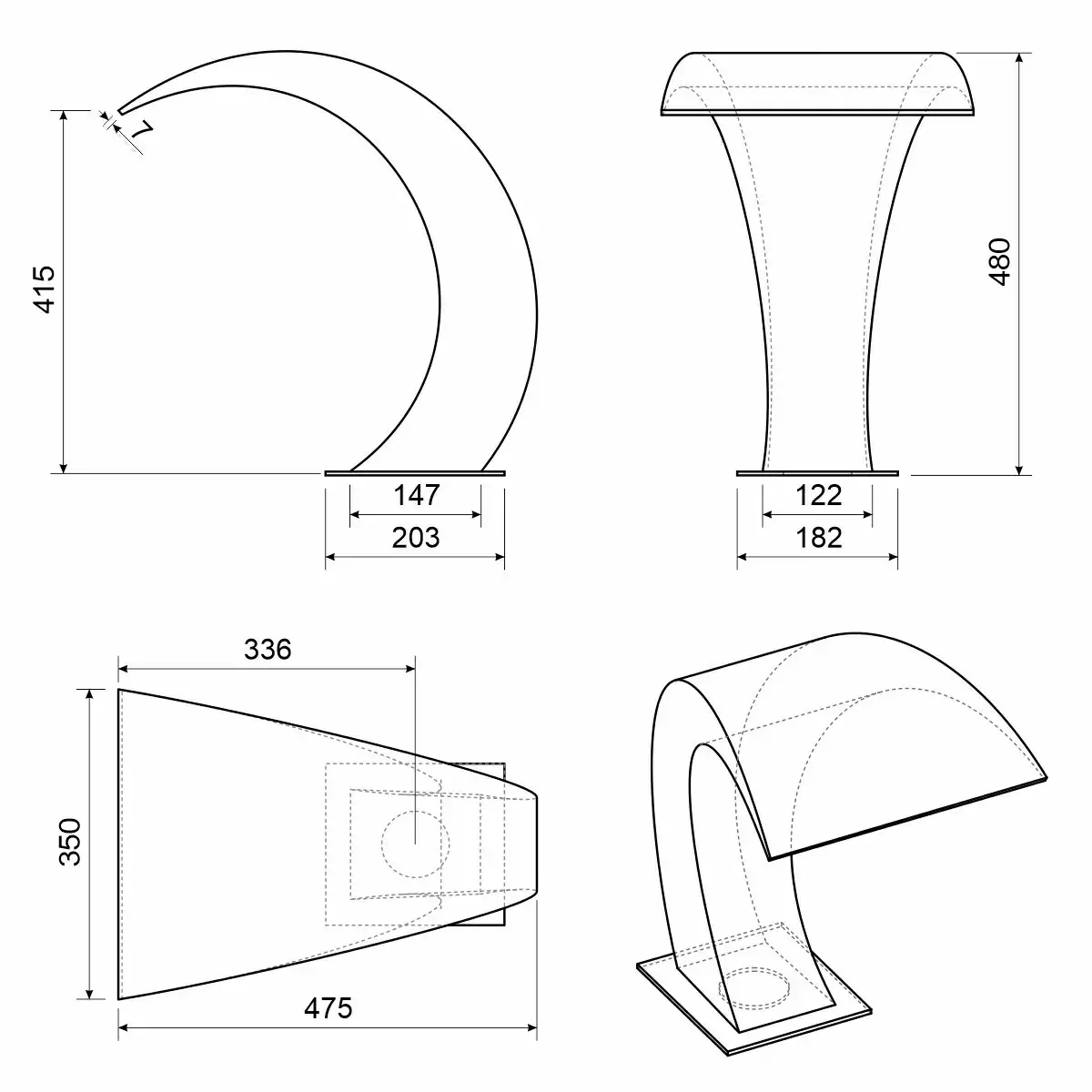 Aquaviva Cobra Waterfall, AISI 316 (480 x 350 mm) - Image 9