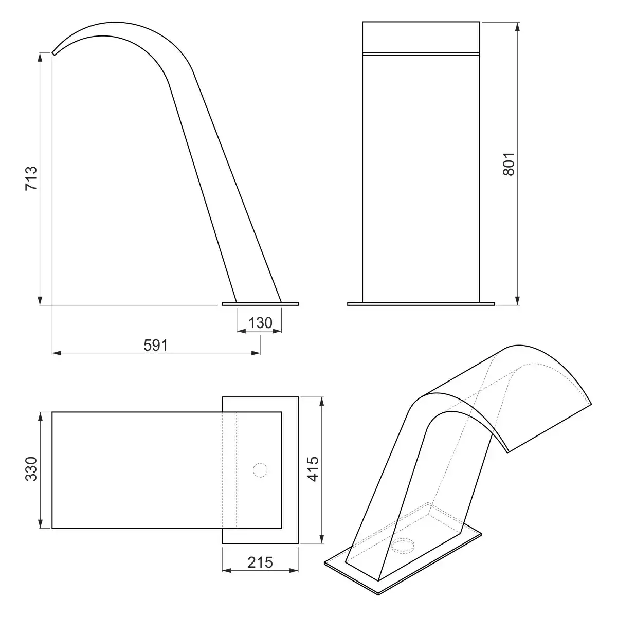 Aquaviva Niagara AISI 316 Waterfall (800x330 mm) - Image 9